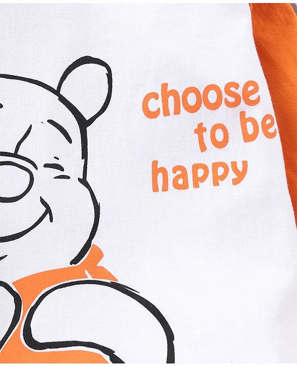 Babyhug Cotton Full Sleeves T-Shirt Winnie The Pooh Print - White Orange
