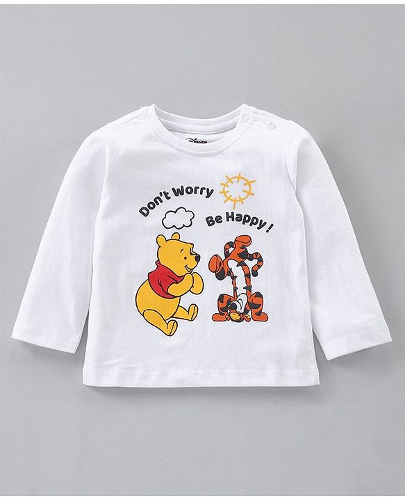 Babyhug Cotton Knit Full Sleeves T-Shirt Pooh & Tigger Print- White