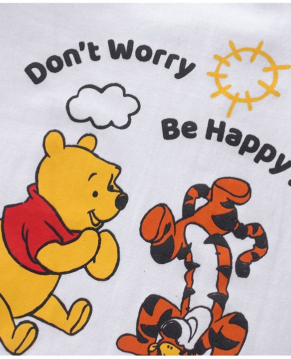 Babyhug Cotton Knit Full Sleeves T-Shirt Pooh Printed - White