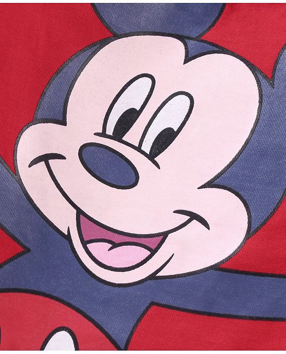 Babyhug Cotton Knit Full Sleeves T-Shirt Mickey Mouse Printed - Red