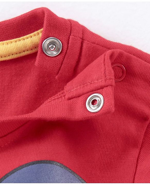 Babyhug Cotton Knit Full Sleeves T-Shirt Mickey Mouse Printed - Red