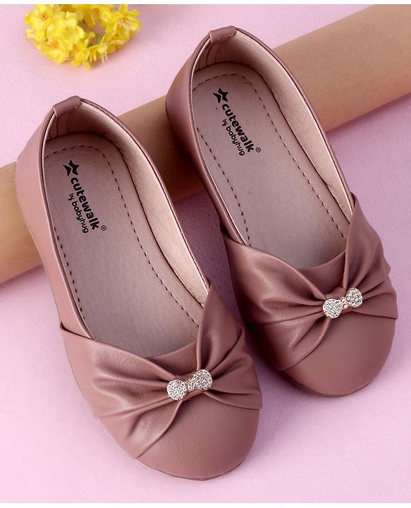 Cute Walk by Babyhug Slip On Bellies With Bow Motif - Nude