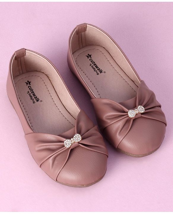 Cute Walk by Babyhug Slip On Bellies With Bow Motif - Nude