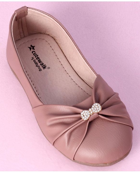 Cute Walk by Babyhug Slip On Bellies With Bow Motif - Nude