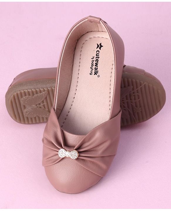 Cute Walk by Babyhug Slip On Bellies With Bow Motif - Nude
