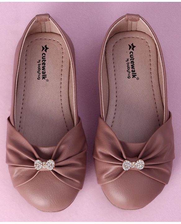 Cute Walk by Babyhug Slip On Bellies With Bow Motif - Nude