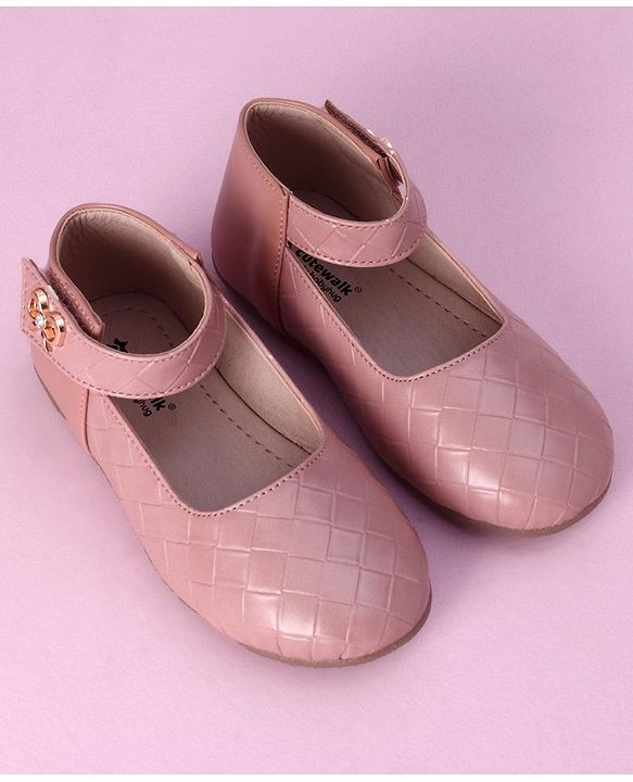 Cute Walk by Babyhug Slip On Bellies with Bow Motif & Velcro Closure - Peach