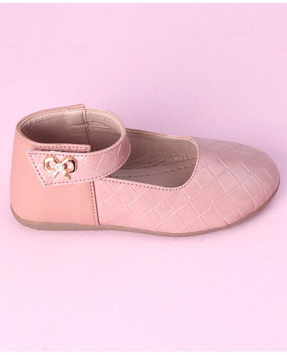 Cute Walk by Babyhug Slip On Bellies with Bow Motif & Velcro Closure - Peach