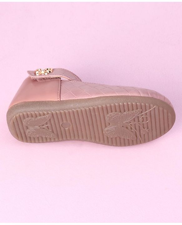 Cute Walk by Babyhug Slip On Bellies with Bow Motif & Velcro Closure - Peach