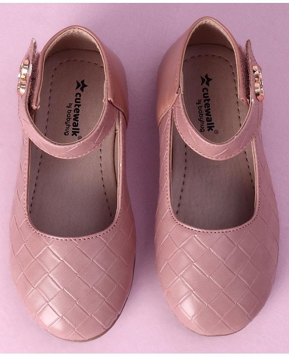 Cute Walk by Babyhug Slip On Bellies with Bow Motif & Velcro Closure - Peach
