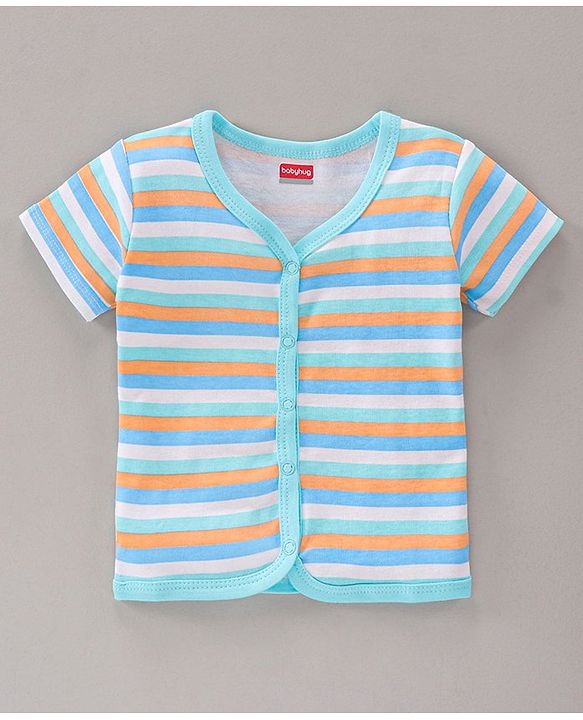 Babyhug 100% Cotton Half Sleeves Printed Vests Pack of 3 - White Blue