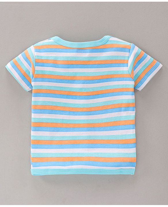 Babyhug 100% Cotton Half Sleeves Printed Vests Pack of 3 - White Blue