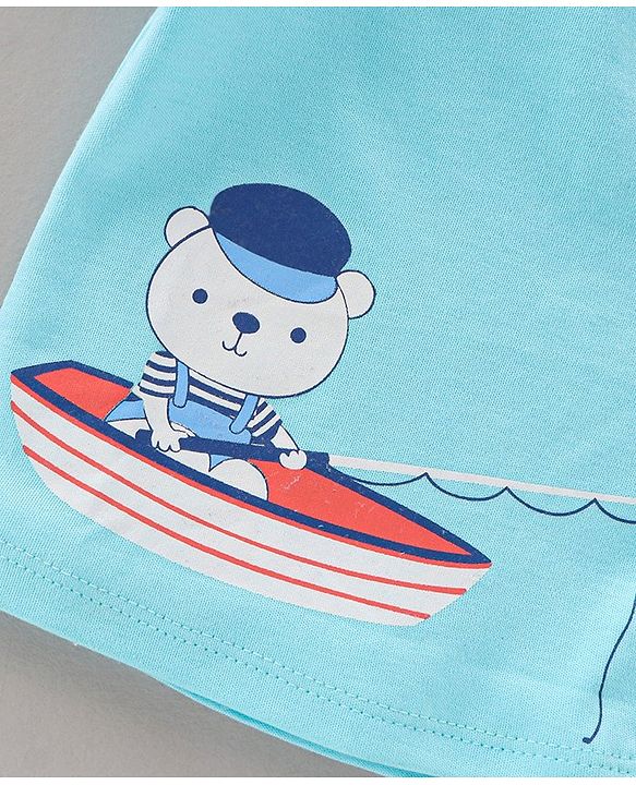 Babyhug 100% Cotton Half Sleeves Printed Vests Pack of 3 - White Blue