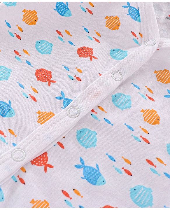 Babyhug 100% Cotton Half Sleeves Printed Vests Pack of 3 - White Blue