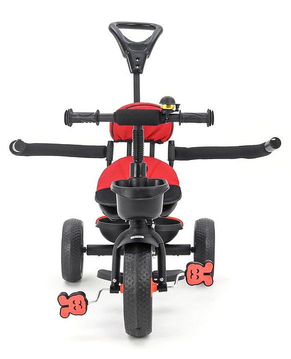 Babyhug Stalwart Plug & Play Tricycle With Parental Handle & Seat Cover - Red Black