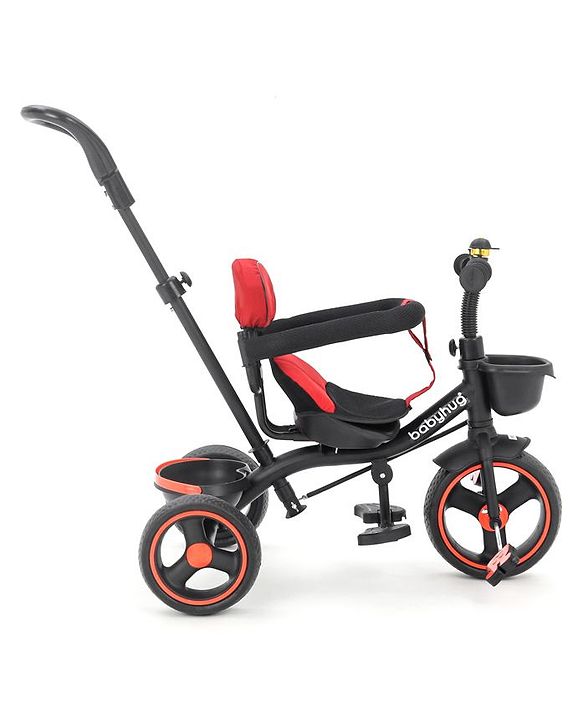 Babyhug Stalwart Plug & Play Tricycle With Parental Handle & Seat Cover - Red Black