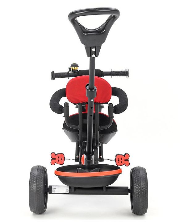 Babyhug Stalwart Plug & Play Tricycle With Parental Handle & Seat Cover - Red Black