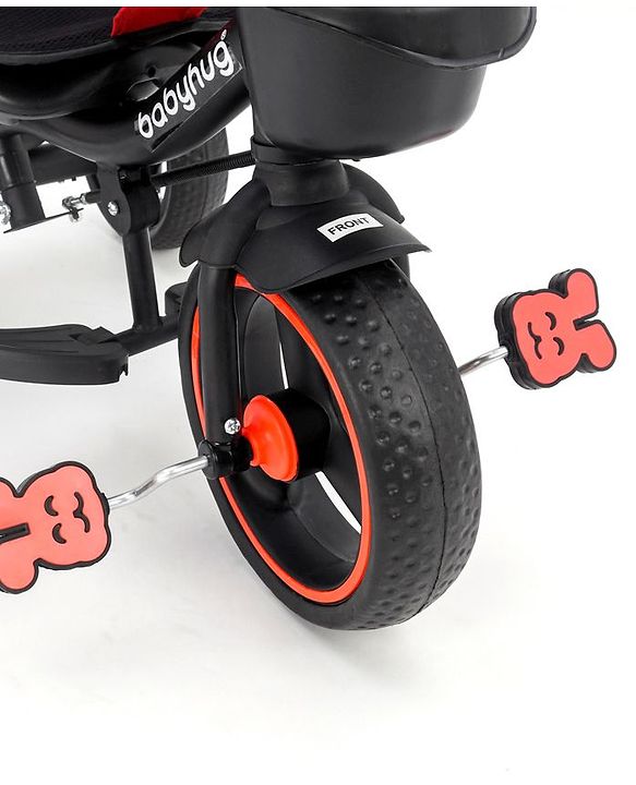 Babyhug Stalwart Plug & Play Tricycle With Parental Handle & Seat Cover - Red Black