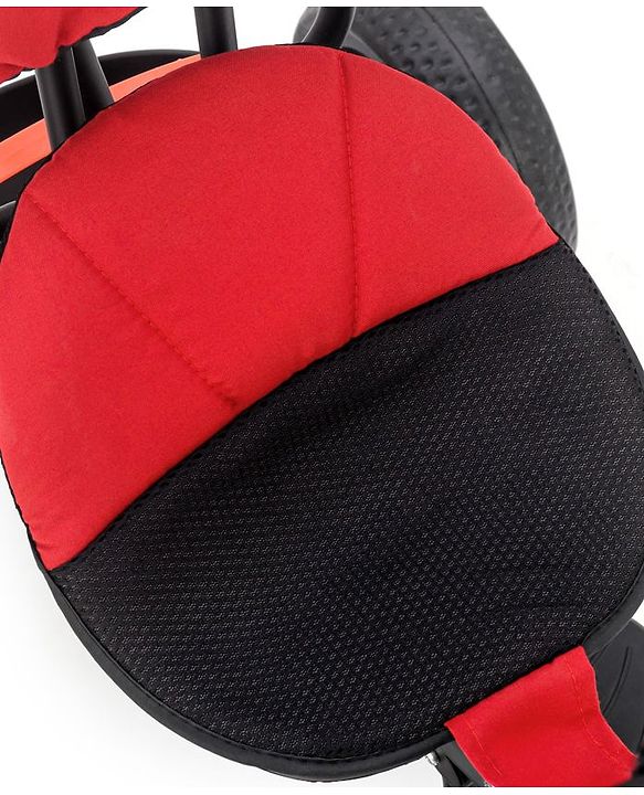 Babyhug Stalwart Plug & Play Tricycle With Parental Handle & Seat Cover - Red Black