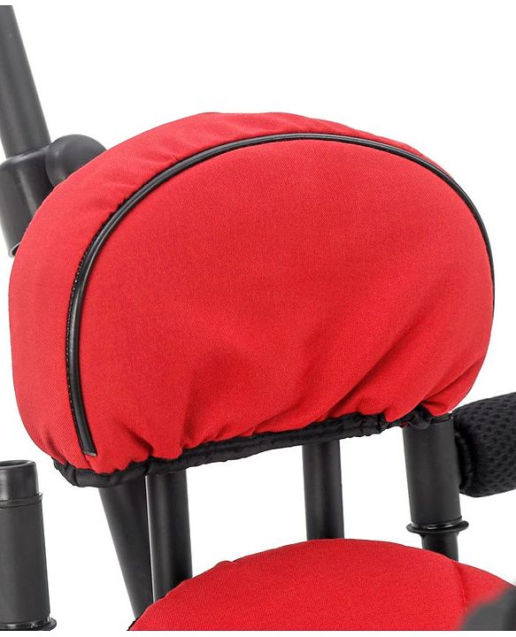 Babyhug Stalwart Plug & Play Tricycle With Parental Handle & Seat Cover - Red Black