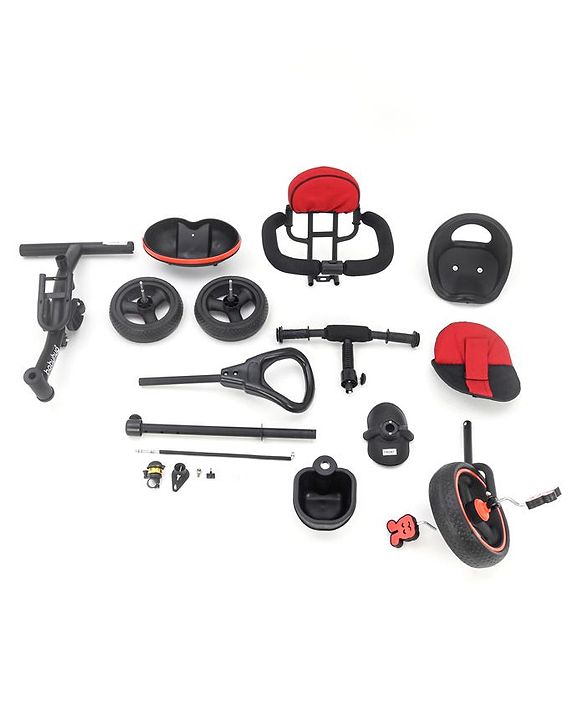 Babyhug Stalwart Plug & Play Tricycle With Parental Handle & Seat Cover - Red Black