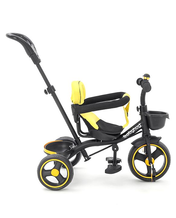 Babyhug Stalwart Plug & Play Tricycle With Parental Handle & Seat Cover - Yellow Black