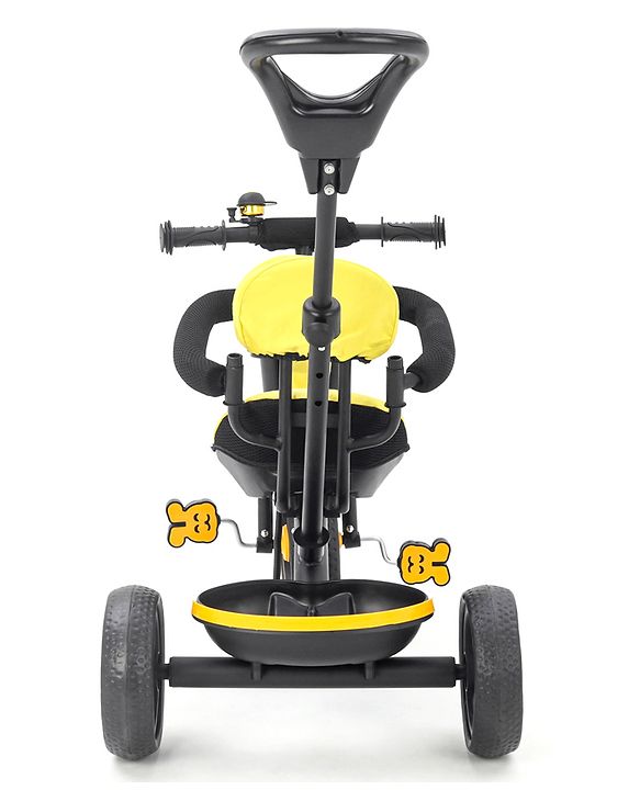 Babyhug Stalwart Plug & Play Tricycle With Parental Handle & Seat Cover - Yellow Black