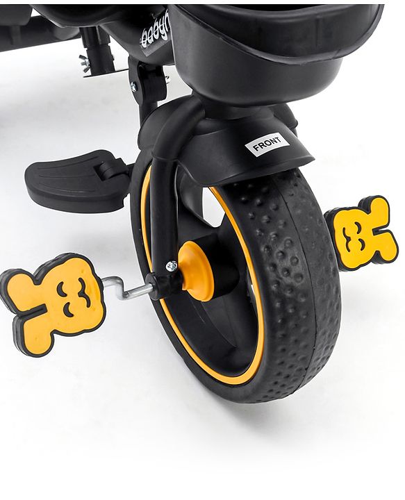 Babyhug Stalwart Plug & Play Tricycle With Parental Handle & Seat Cover - Yellow Black