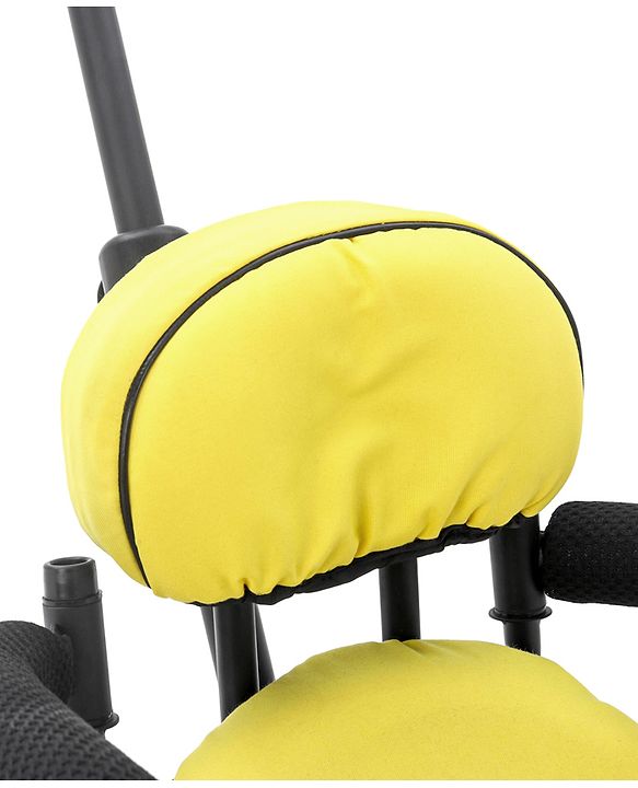 Babyhug Stalwart Plug & Play Tricycle With Parental Handle & Seat Cover - Yellow Black