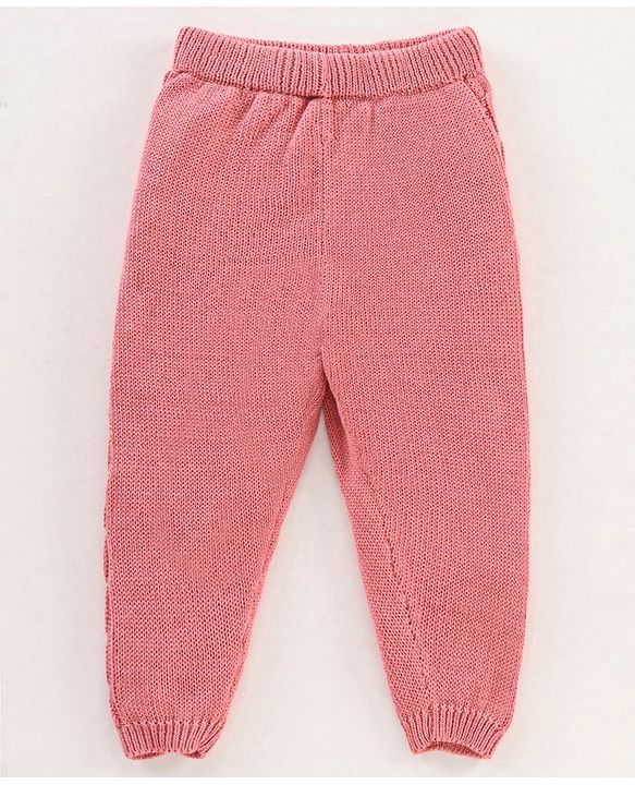Babyhug 100% Organic Cotton Fleece Knit Full Length Thermal Bottom Solid - Pink