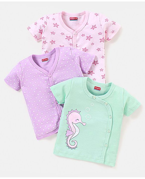 Babyhug 100% Cotton Half Sleeves Vests Pack of 3 - Multicolour