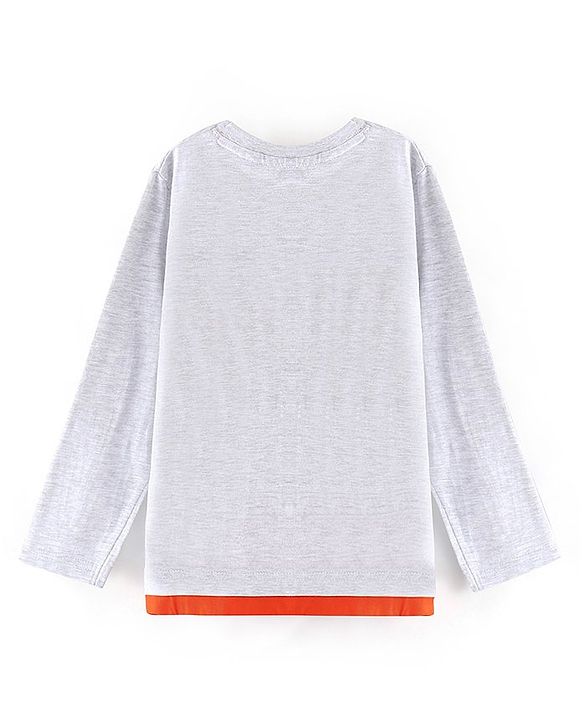 Pine Kids Full Sleeves Biowashed T-Shirt Text Print - Grey