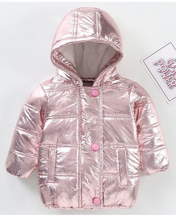 Babyhug Full Sleeves Hooded Fashion Heavy Winter Solid Color Jacket - Pink