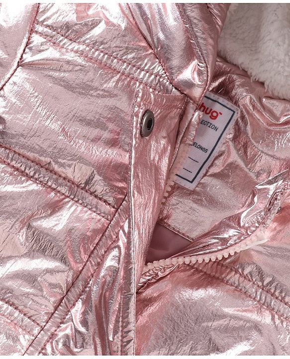 Babyhug Full Sleeves Hooded Fashion Heavy Winter Solid Color Jacket - Pink
