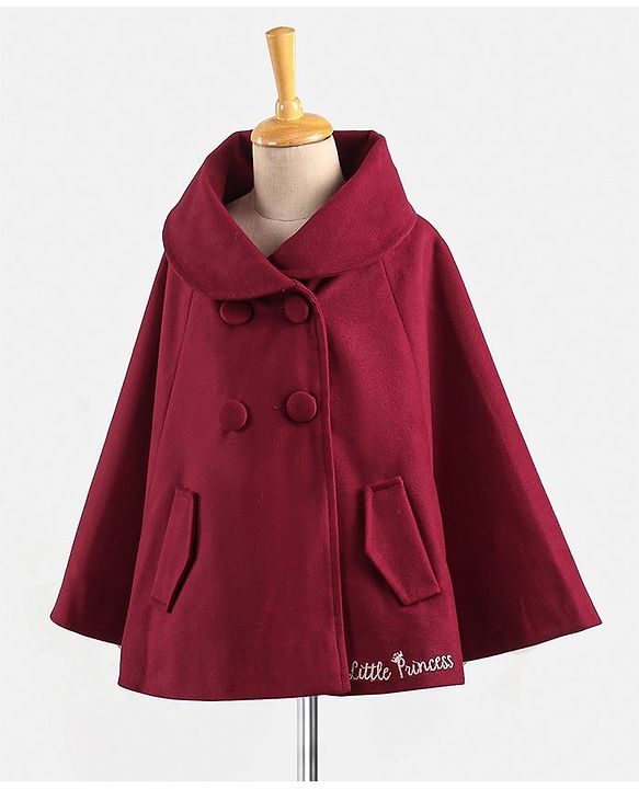 Babyhug Full Sleeves Solid Woven Trench Coat- Maroon