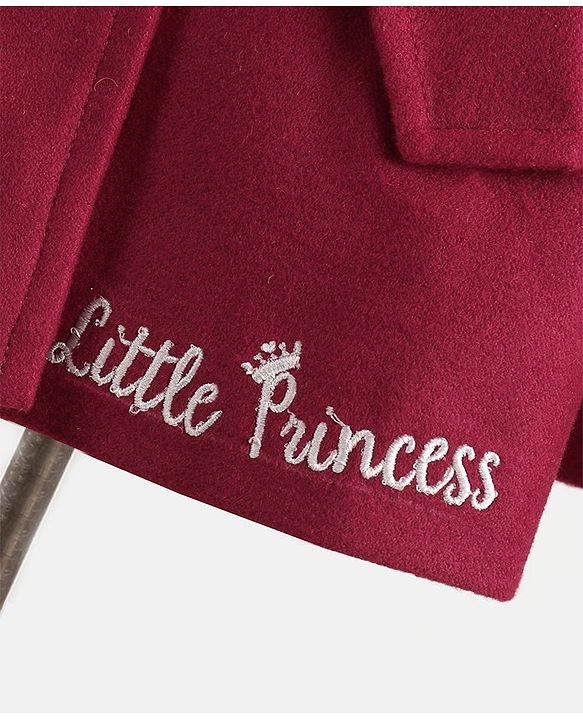 Babyhug Full Sleeves Solid Woven Trench Coat- Maroon