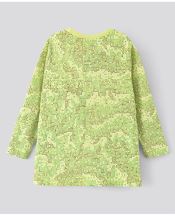 Pine Kids Full Sleeves Biowashed T-Shirt Text Print - Light Green