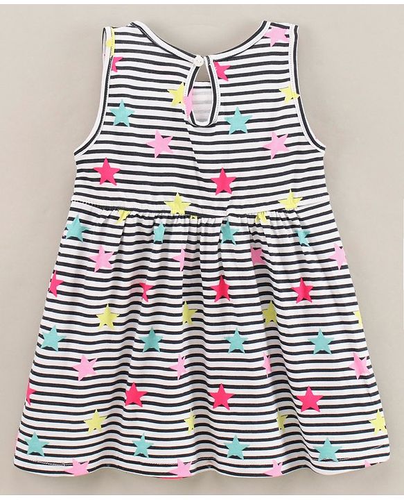 Babyhug Cotton Knit Sleeveless Frock Dress Striped - Navy