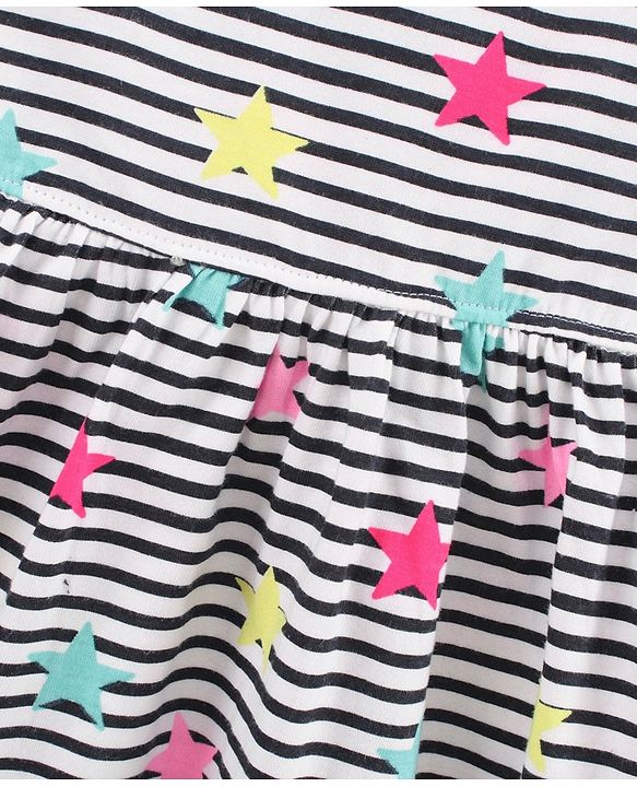 Babyhug Cotton Knit Sleeveless Frock Dress Striped - Navy