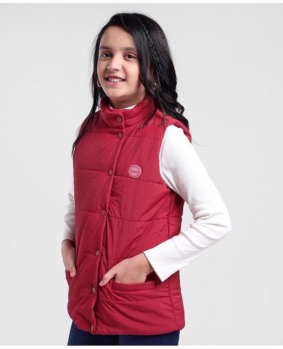 Pine Kids Sleeveless Solid Puffer Jacket - Red