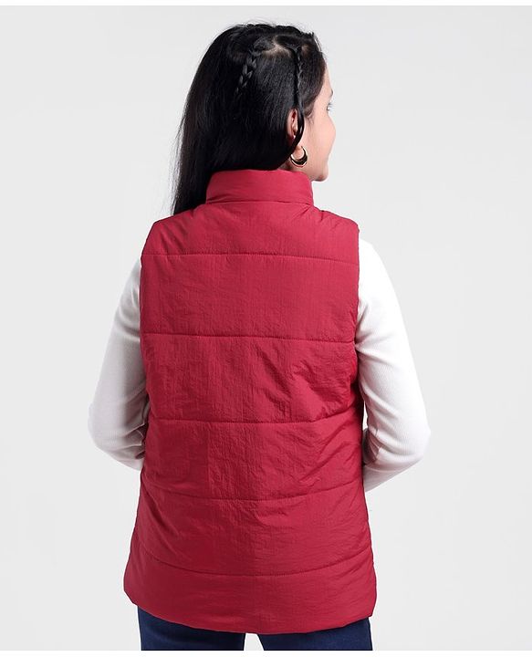 Pine Kids Sleeveless Solid Puffer Jacket - Red