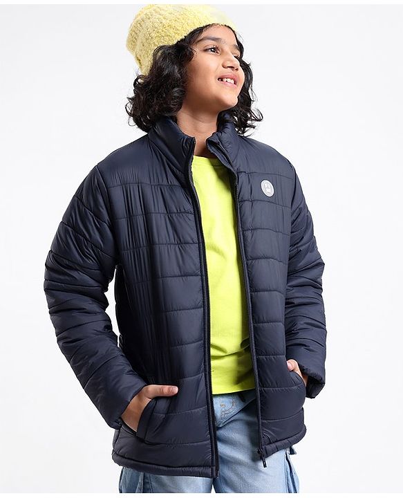 Pine Kids Full Sleeves Solid Winter Wear Super Soft Padded Jacket - Blue