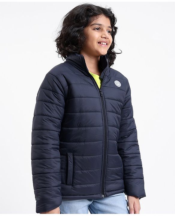 Pine Kids Full Sleeves Solid Winter Wear Super Soft Padded Jacket - Blue
