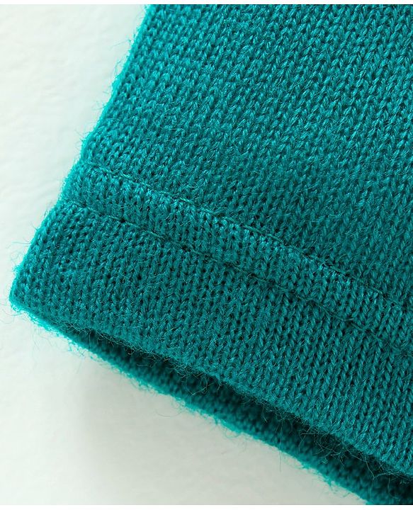 Babyhug 100% Organic Cotton Full Length Thermal Lounge Pant Tiger Patch - Teal Blue