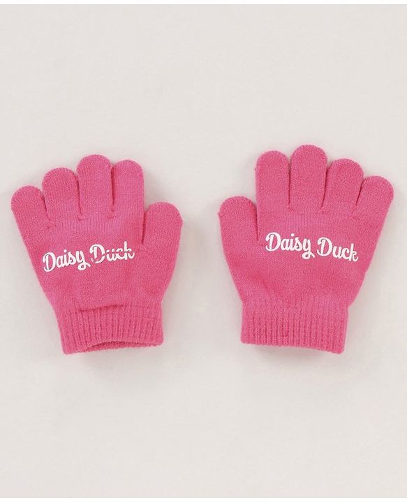 Babyhug Woollen Cap & Gloves Set With Pom Pom Detailing & Daisy Duck Print Pink - Diameter 10.5 cm