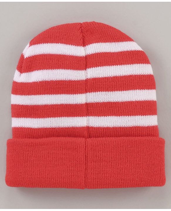 Babyhug Woollen Cap & Gloves Set Minnie Mouse Print Red White - Diameter 10.5 cm