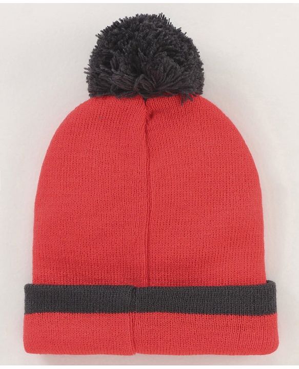 Babyhug Woollen Cap & Gloves Set With Pom Pom Detailing & Mickey Mouse Print Red - Diameter 10.5 cm