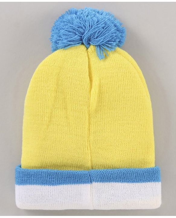 Babyhug Woollen Cap & Gloves Set With Pom Pom Detailing & Donald Duck Print Yellow - Diameter 10.5 cm