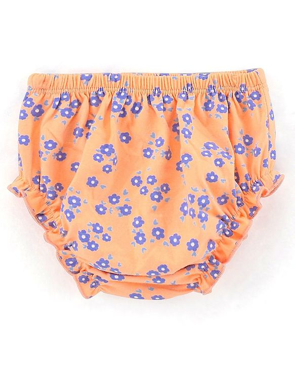 Babyhug 100% Cotton Short Sleeves Frock with Bloomer Floral Print - Orange