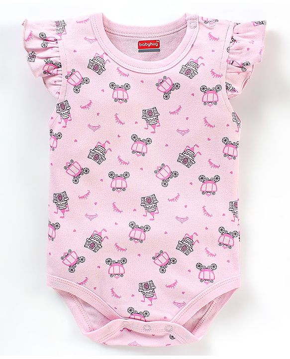 Babyhug 100% Short Sleeves Carriage & Dot Printed Onesies Pack Of 3 - Multicolour